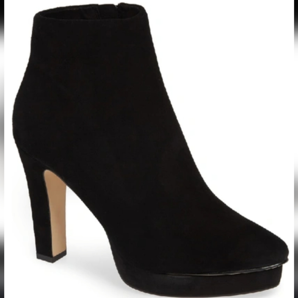 KARL LAGERFELD Millie Platform Bootie In Black Suede, 6.5 women's